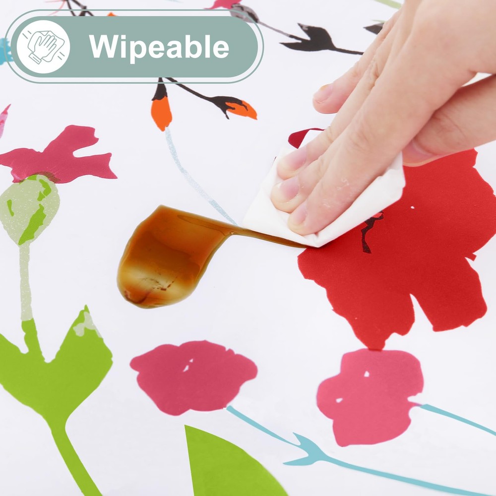 misaya Rectangle Waterproof Vinyl Table Cloth, Wipeable Tablecloth with Flann...