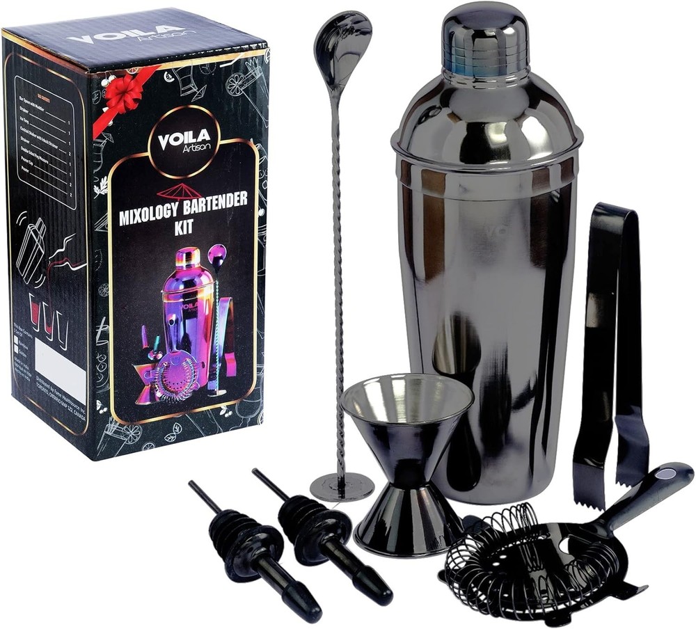 Premium Cotail Shaker Set Bartender Kit, Bla