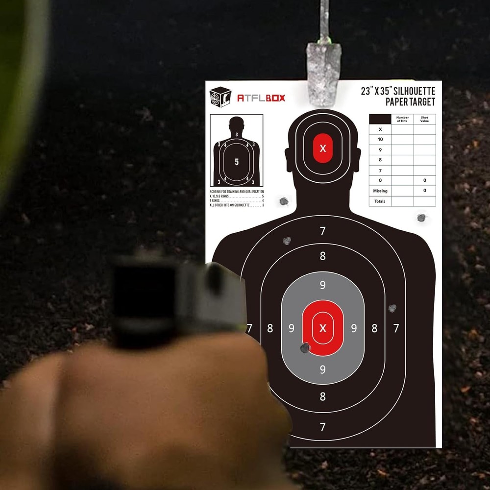 ATFLBOX Silhouette Paper Target for The Range, 23X35 inch Black