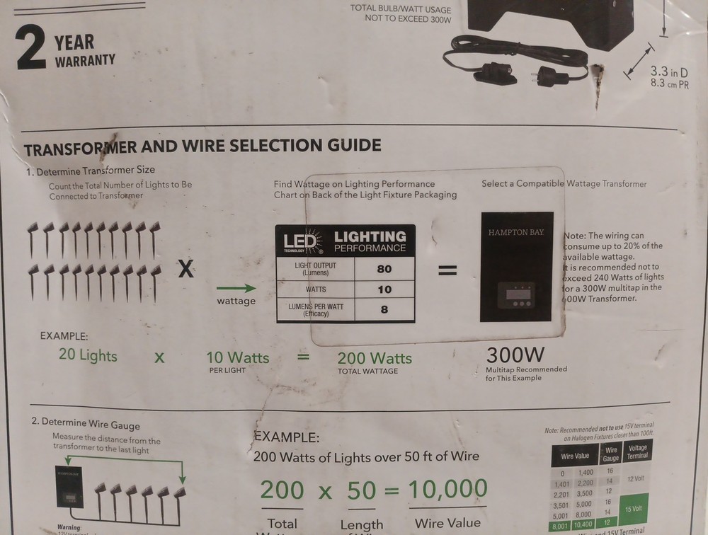 Hampton Bay 600W Low-Voltage Landscape Lighting Transformer - 1001510115