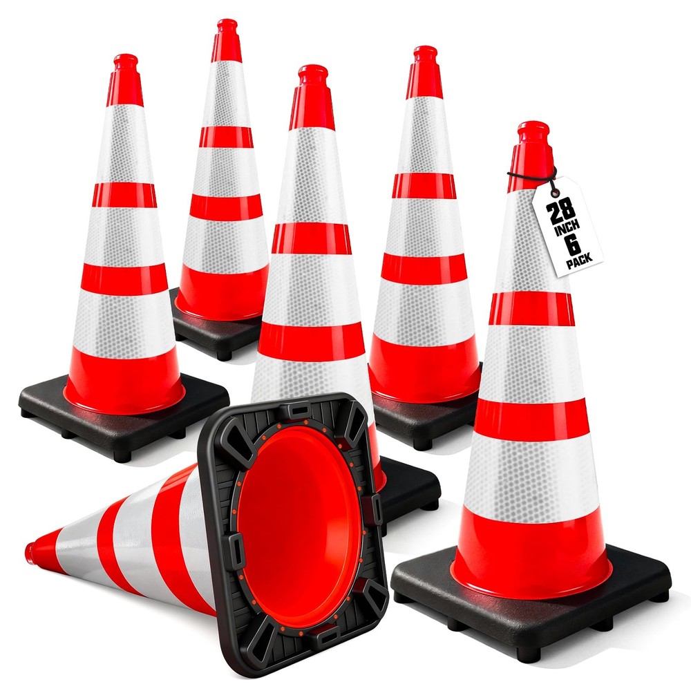 New Best Traffic Cones 28 Inch with Weighted Base Spring Back After Flattening,3