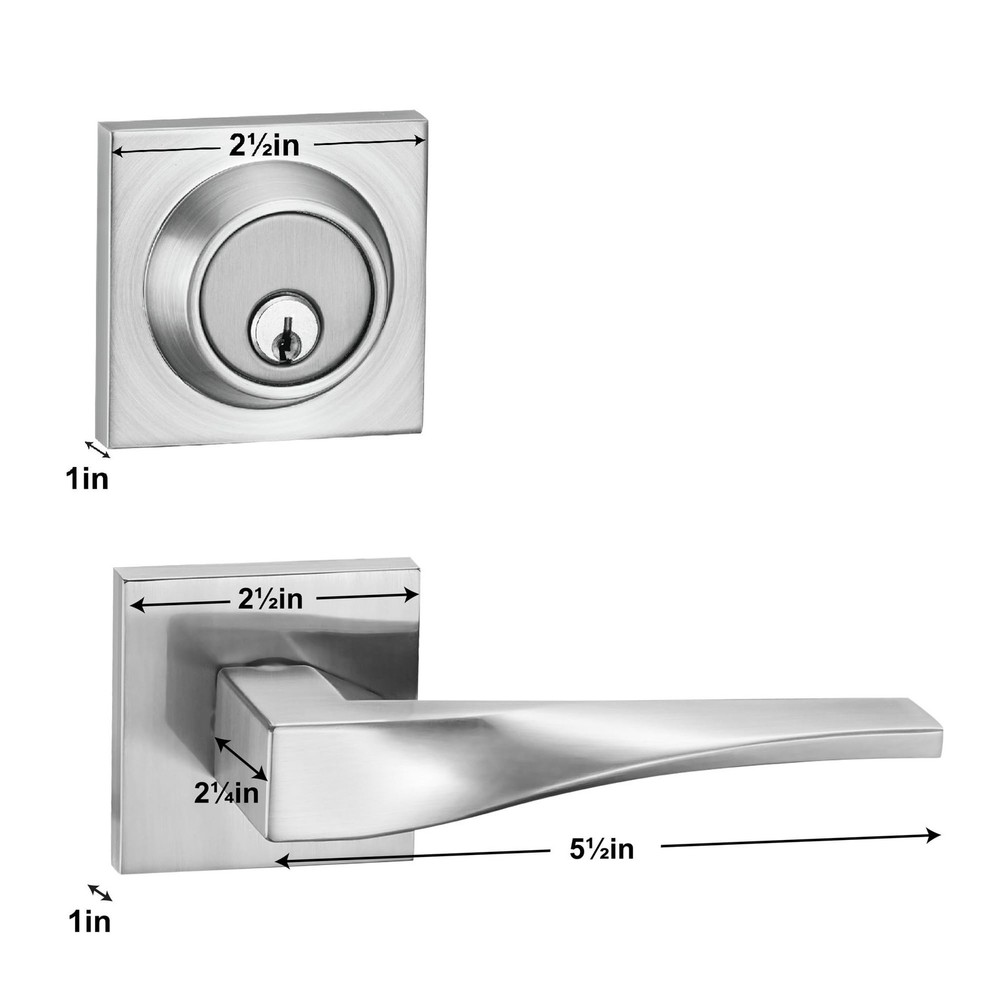 Berlin Modisch Sleek Series Entry Lever Door Handle Set and Single Cylinder D...