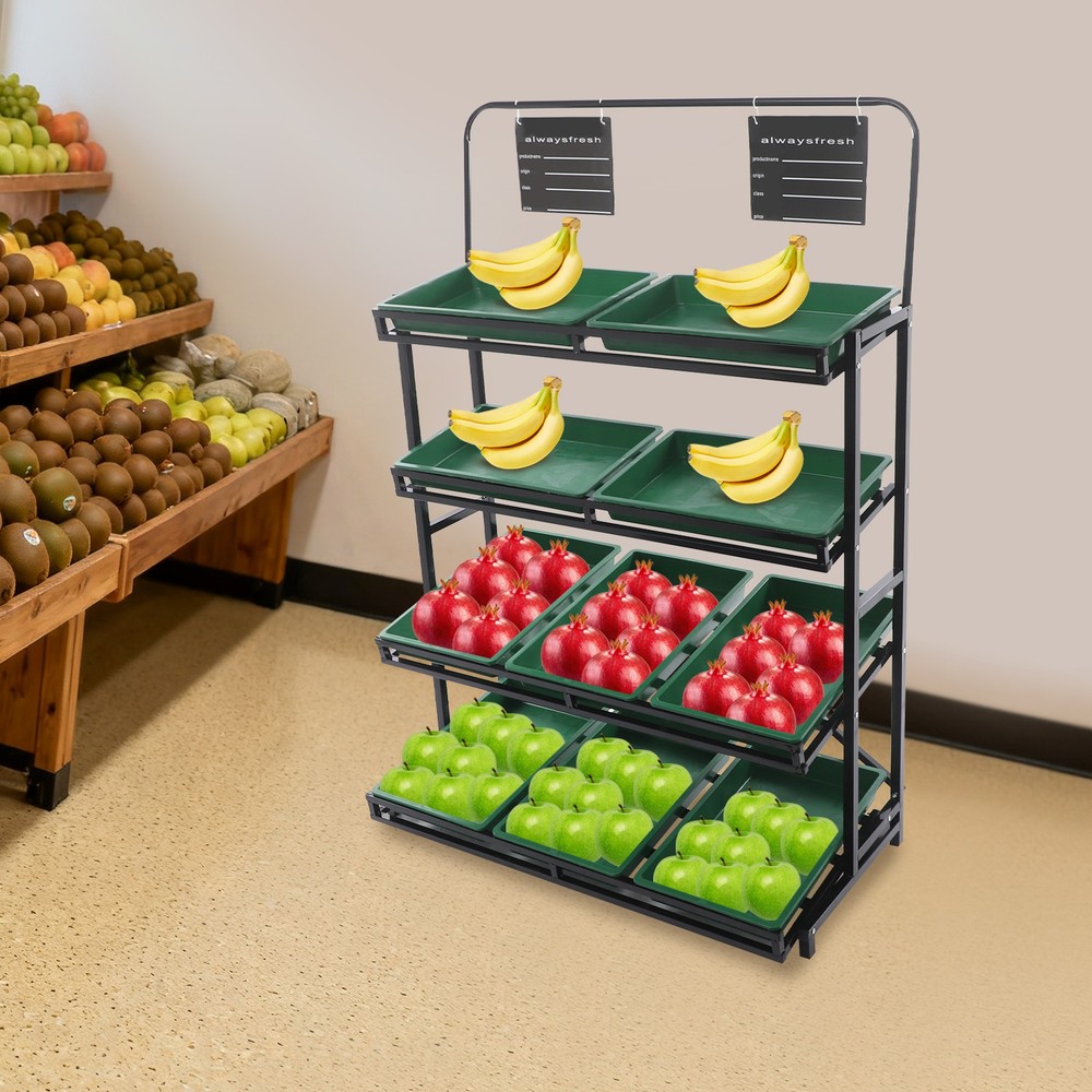 4-tier Supermarket Retail storage Rack Floor Display Storage Rack With Trays