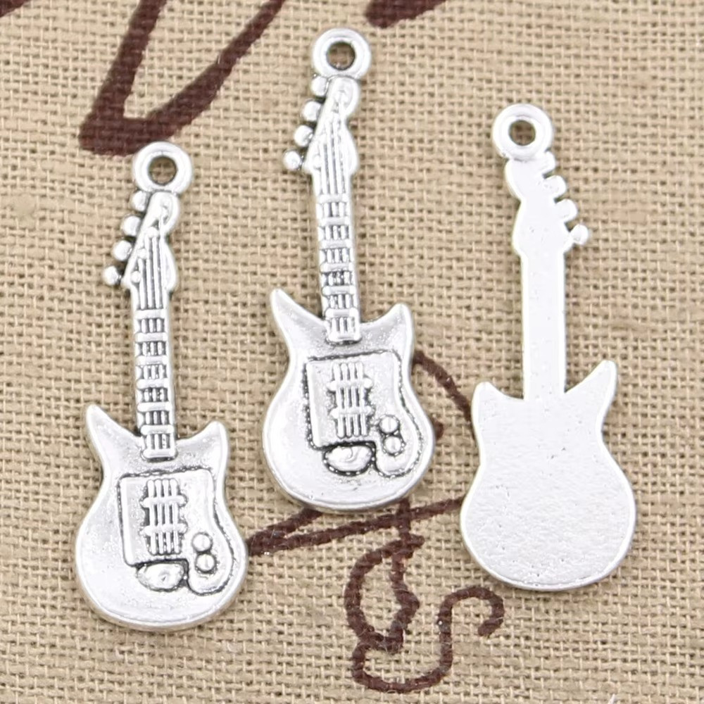15pcs Eclectic Guitar Antique Bronze Silver Color Pendants Making DIY Handmade
