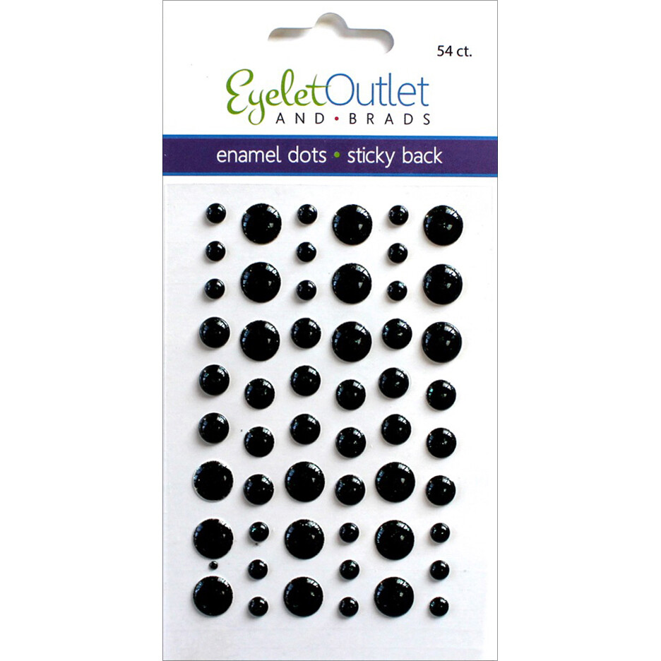 Eyelet Outlet Adhesive-Back Enamel Dots 54/Pkg-Glitter Black - 5 Pack