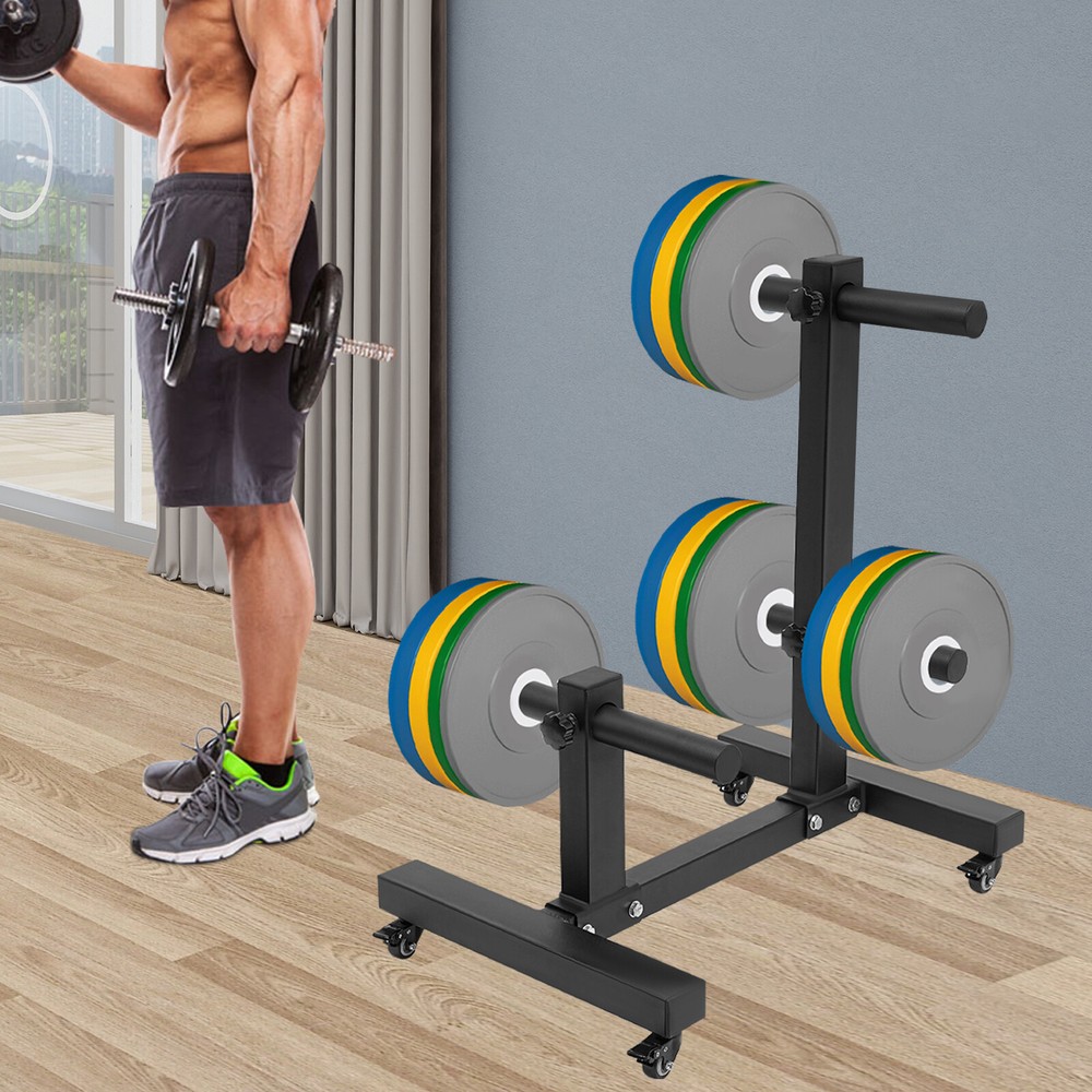 Weight Plate Rack Tree Weight Plate Storage with Universial Wheels Weight Tree