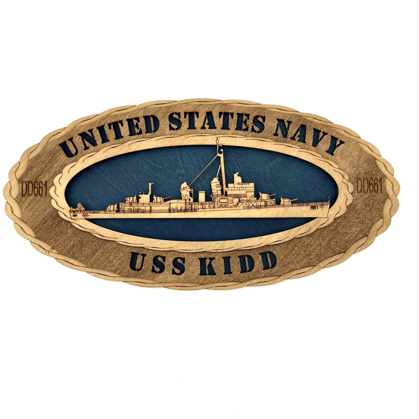 US Navy USS Kidd DD661 Wooden 3D Laser Cut Wall Decor Military Ship Plaque