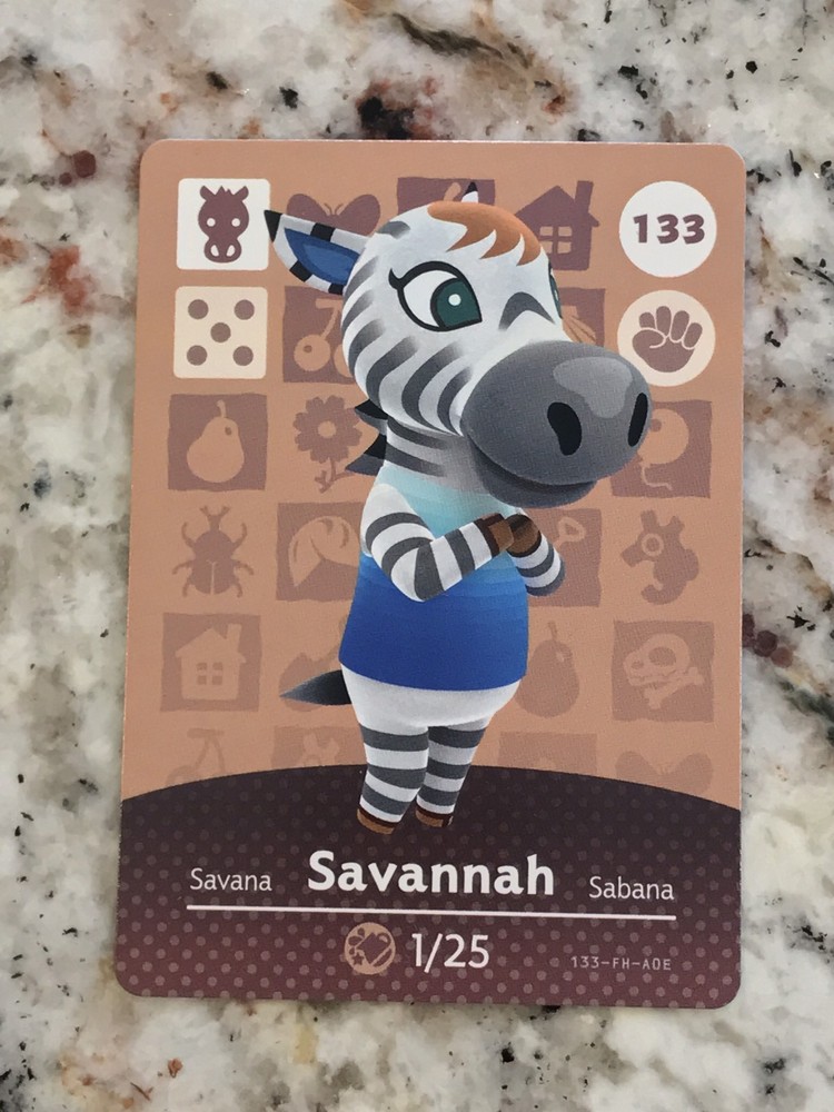 SAVANNAH #133 Animal Crossing Amiibo Authentic Nintendo Mint Card From Series 2