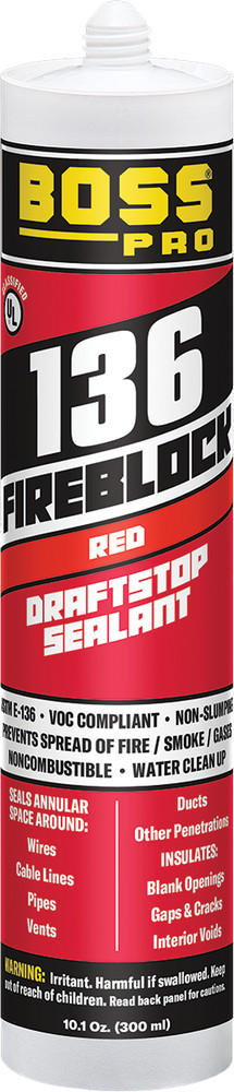 Boss Products 136 FireStop/DraftStop Sealant, 10.1 oz Cartridge