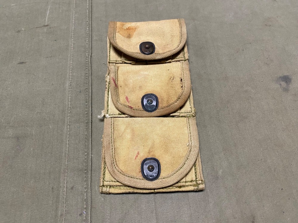 ORIGINAL WWI WWII US ARMY M1917 .45 REVOLVER PISTOL 3 CELL AMMO POUCH-1918