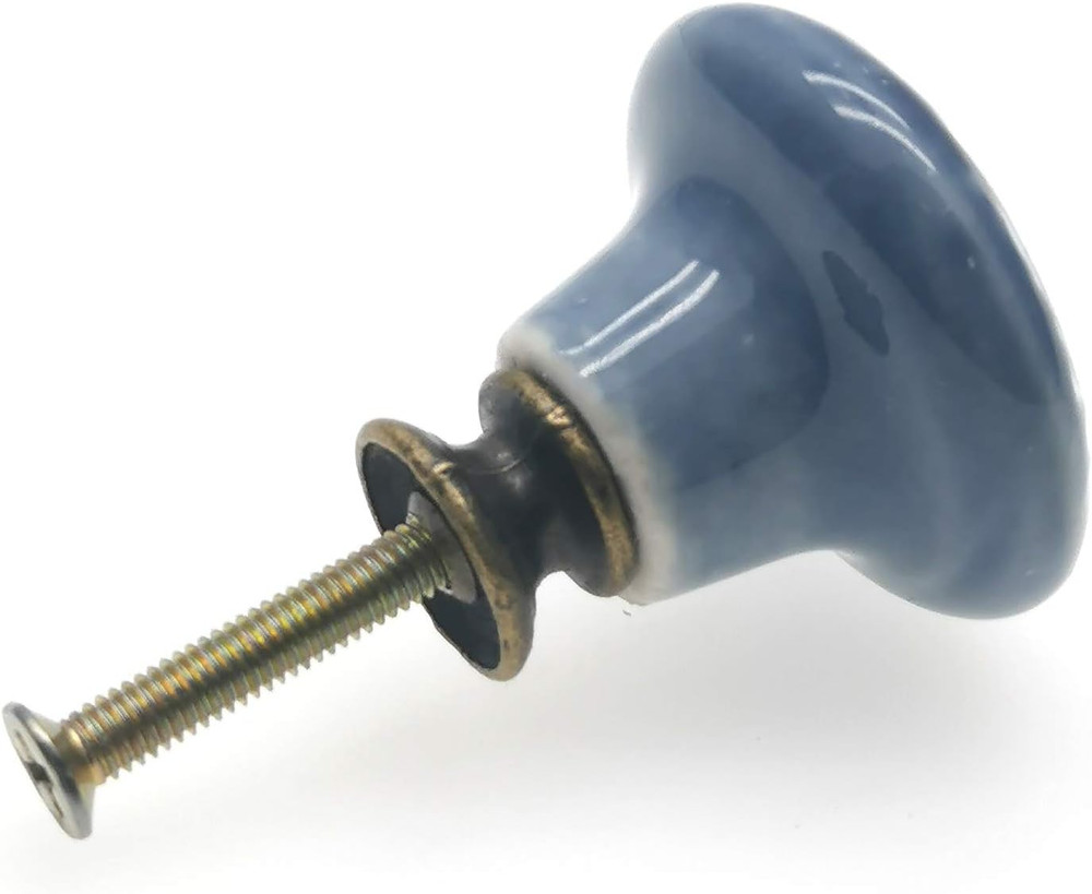 6 Pcs Ceramic Blue Drawer Knobs Vintage Flower Cabinet Knobs Furniture Pull Hand