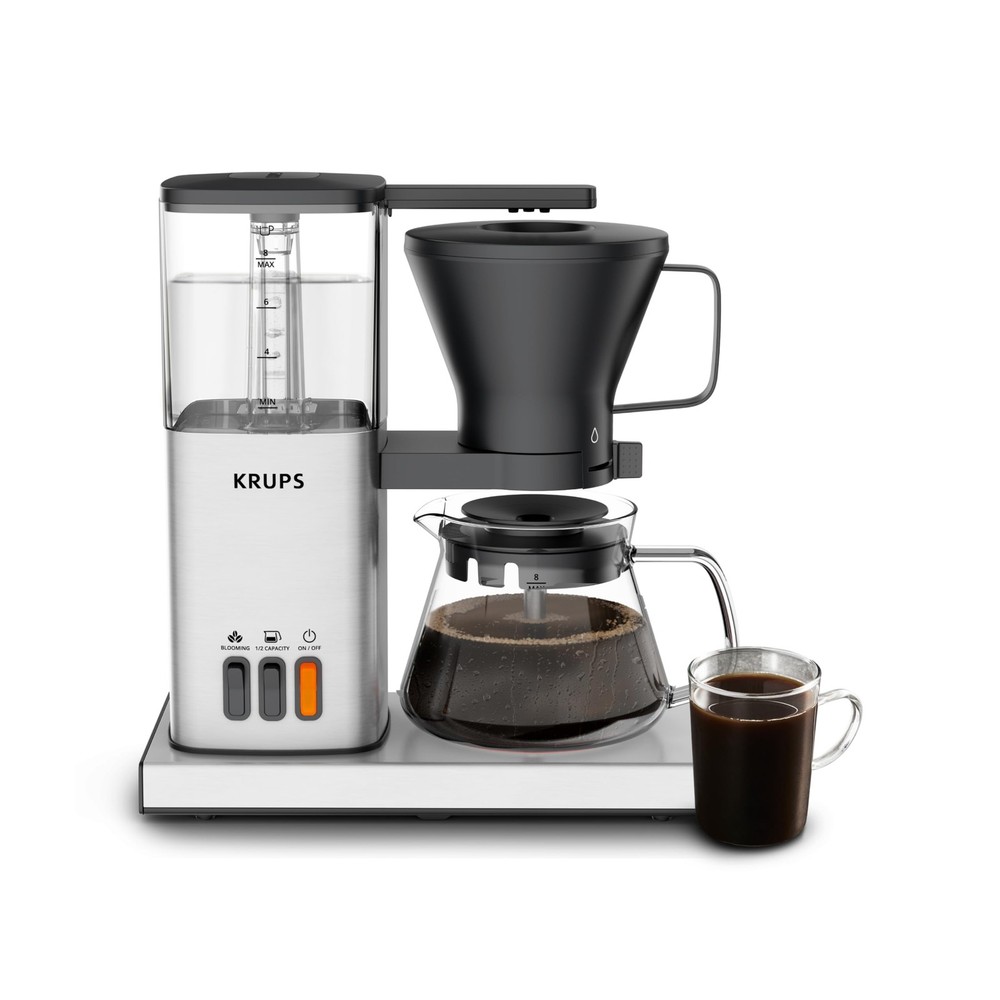 KRUPS Essential Brewer 8 Cup Drip Coffee Maker Machine, SCA-Certified, Blooming