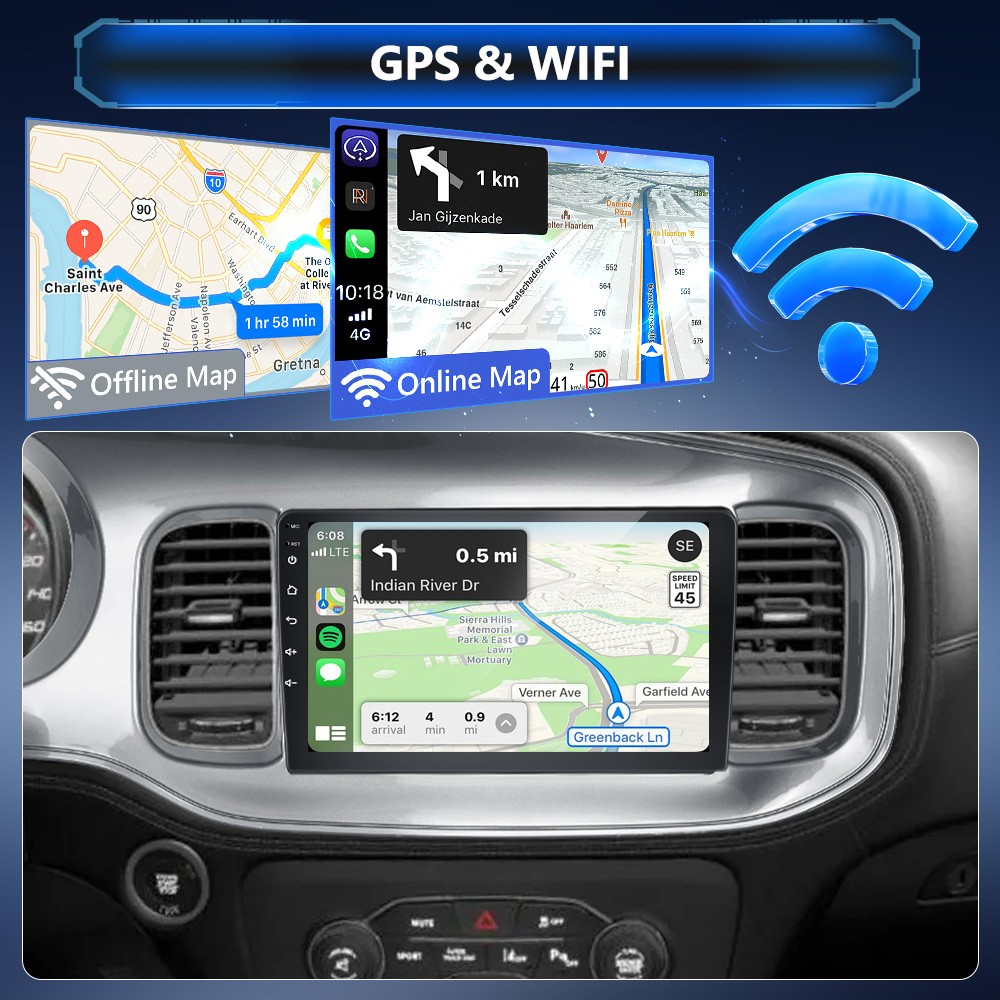 2+64GB Android 15 Car Stereo Radio GPS Navi Carplay For Dodge Charger 2011-2014