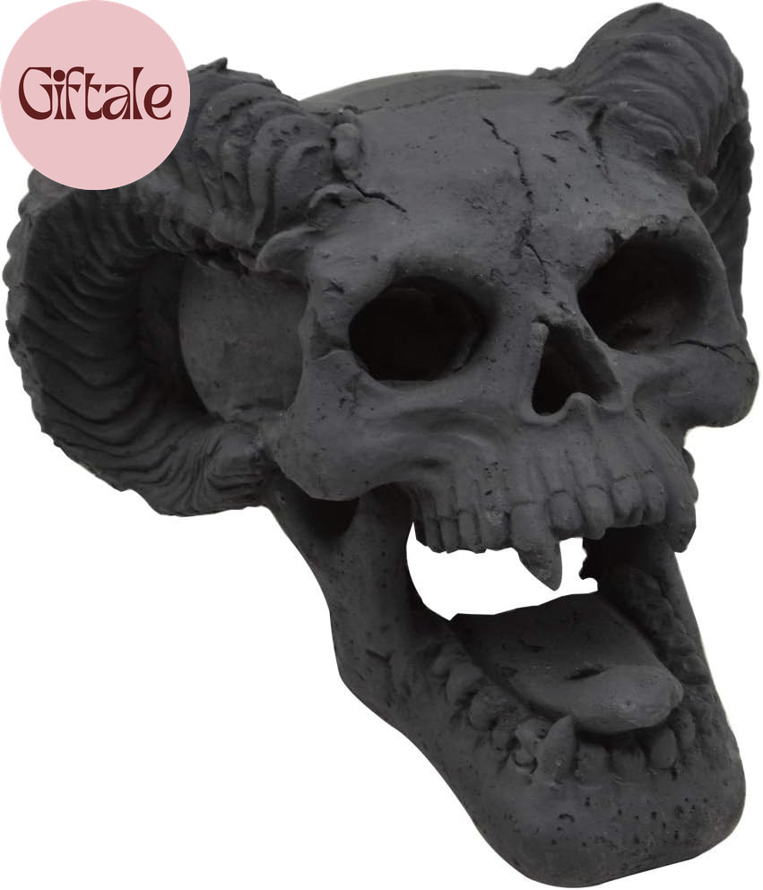 Demon Fireproof Fire Pit Fireplace Skull Gas Log for Ventless & Vent Free, Propa