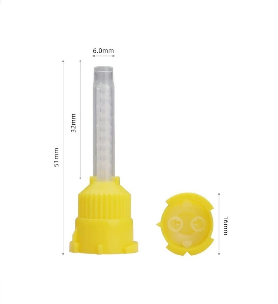 Dental Mixing Tips Impression Short Yellow 5Cm 1:1 Yellow  T-Type  50PCS