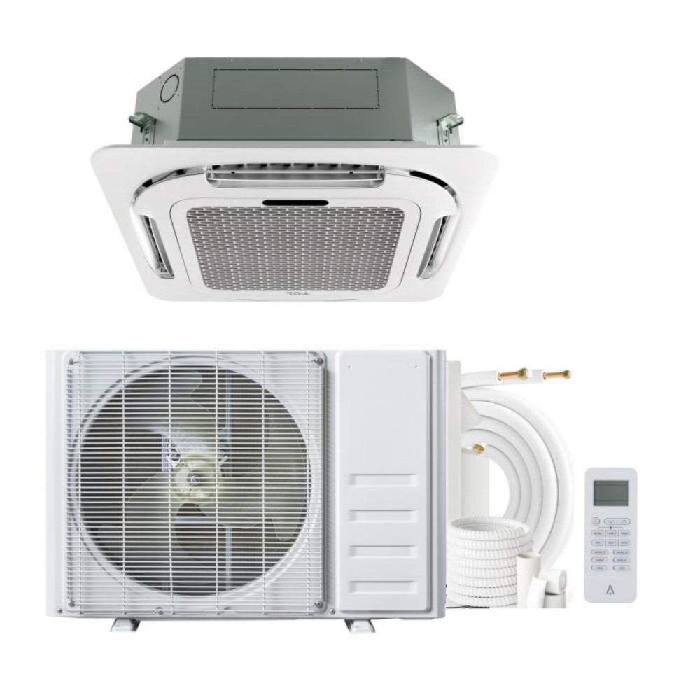 ✅24000 BTU Ceiling Cassette Mini Split AC 8-way 360° Airflow Cooling & Heating