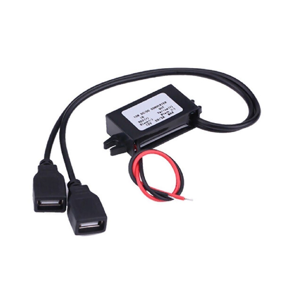 DC 12V To DC 5V3A Dual USB Charger Adapter Power Converter Module For Car