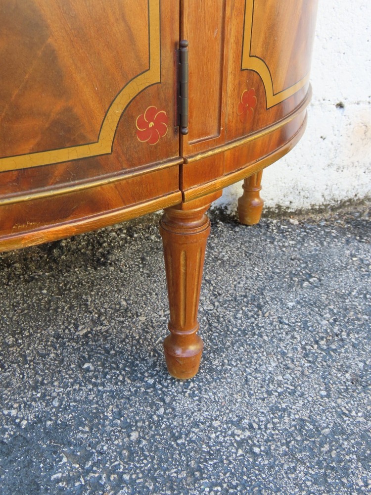 French Bombay Demilune Inlay Cameo Commode Small Buffet Server 6378