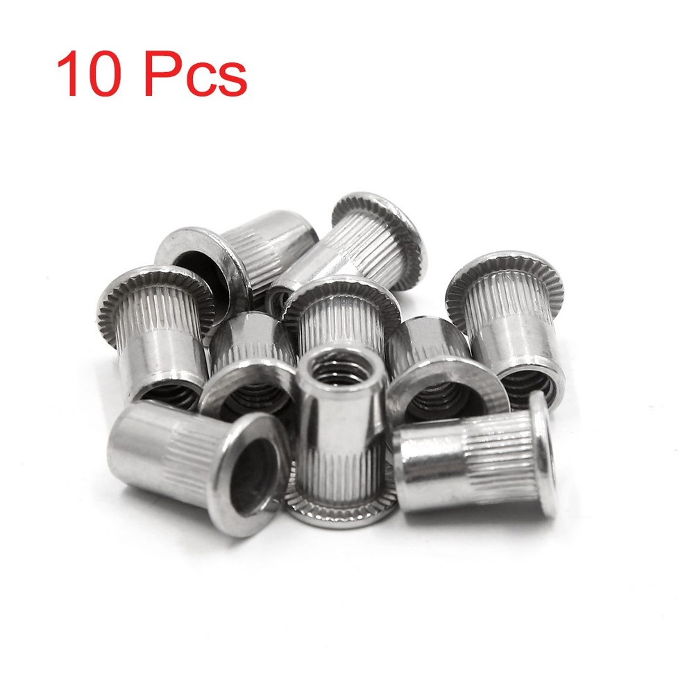 10Pcs 304 Stainless Steel 1/4-20 UNC Car Flat Head Rivet Nut Insert