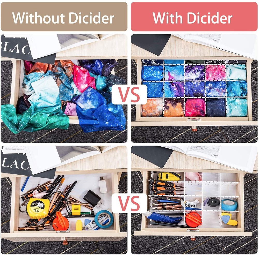 8Pcs Drawer Dividers, Adjustable Drawer Organizer for Socks, Underwear, Makeu...