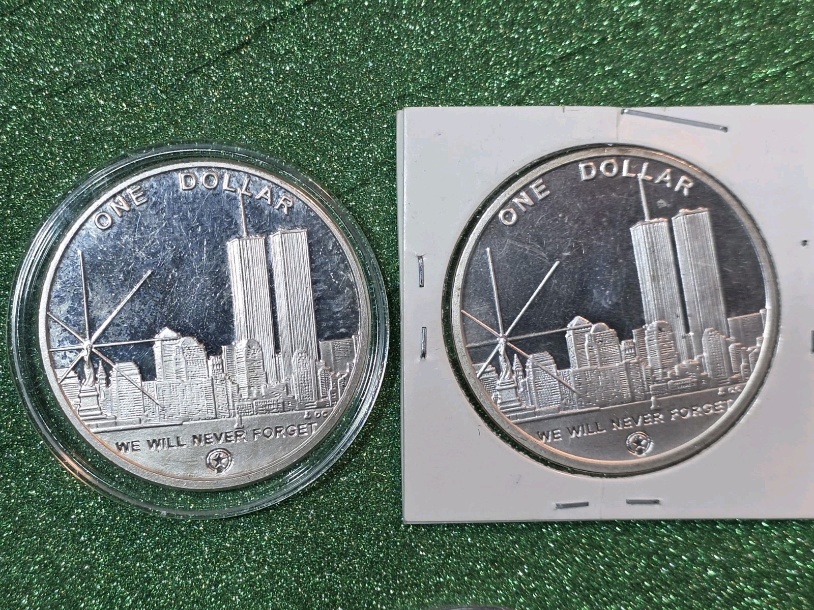 2 Twin Towers 1 Oz. Pure .999 Silver Comemoritive Mint Coins. & Thomas JEFFERSON