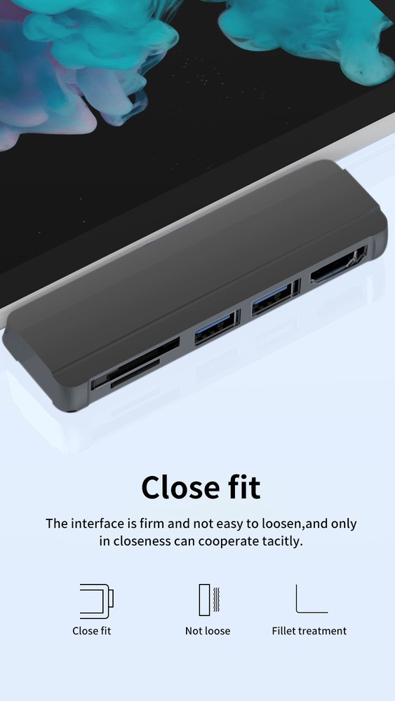 SD/SDHC/SDXC/Micro SD Black USB HUB Docking Station For Surface Pro 4/5/6 C