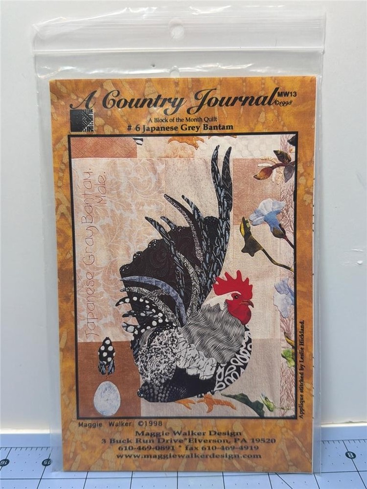 MAGGIE WALKER DESIGN Quilt Pattern #6 GREY BANTAM - MW13 Country Journal BOM