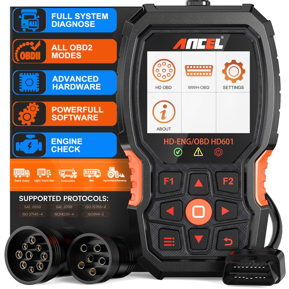 ANCEL HD601 HD Diagnostic Tool Diesel Heavy Duty Truck OBD Scanner ABS Engine