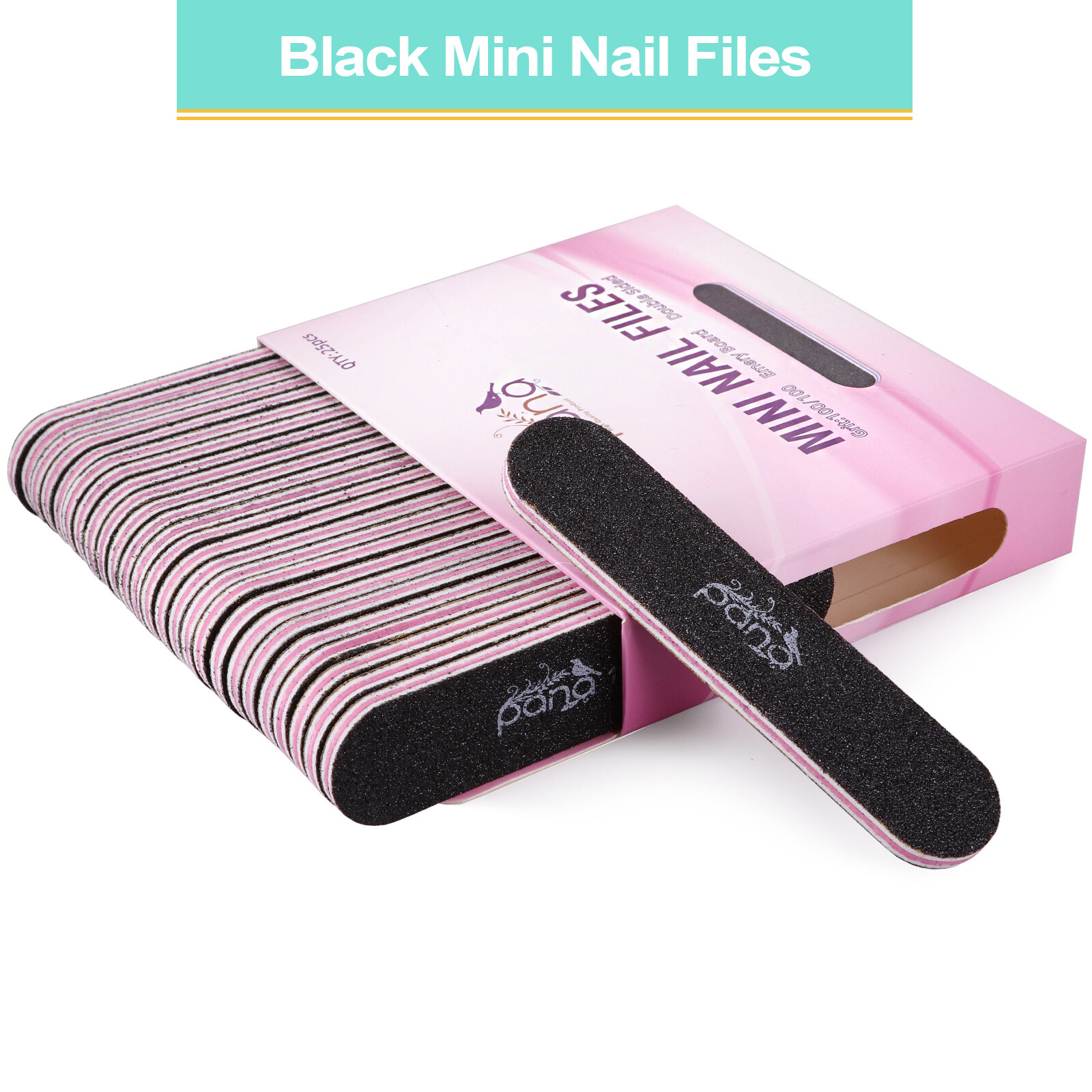 PANA 25pc Double-Sided Emery Board Mini Nail Files for Manicures & Nail Prep