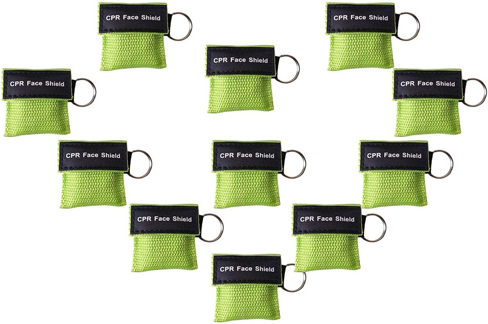 12pcsCPR Face Shield Keychain Ring One-Way Valve Breathing CPR mask AED Training