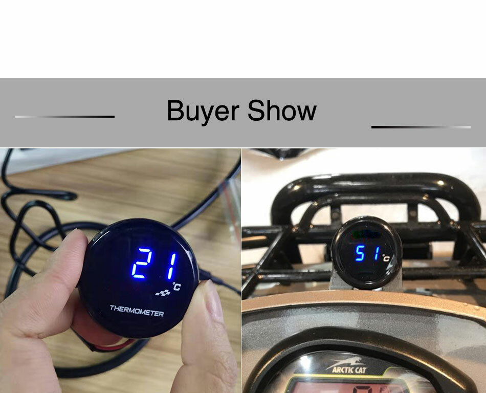 Motorcycle LCD Digital Thermometer Water Temperature Sensor Gauge Display