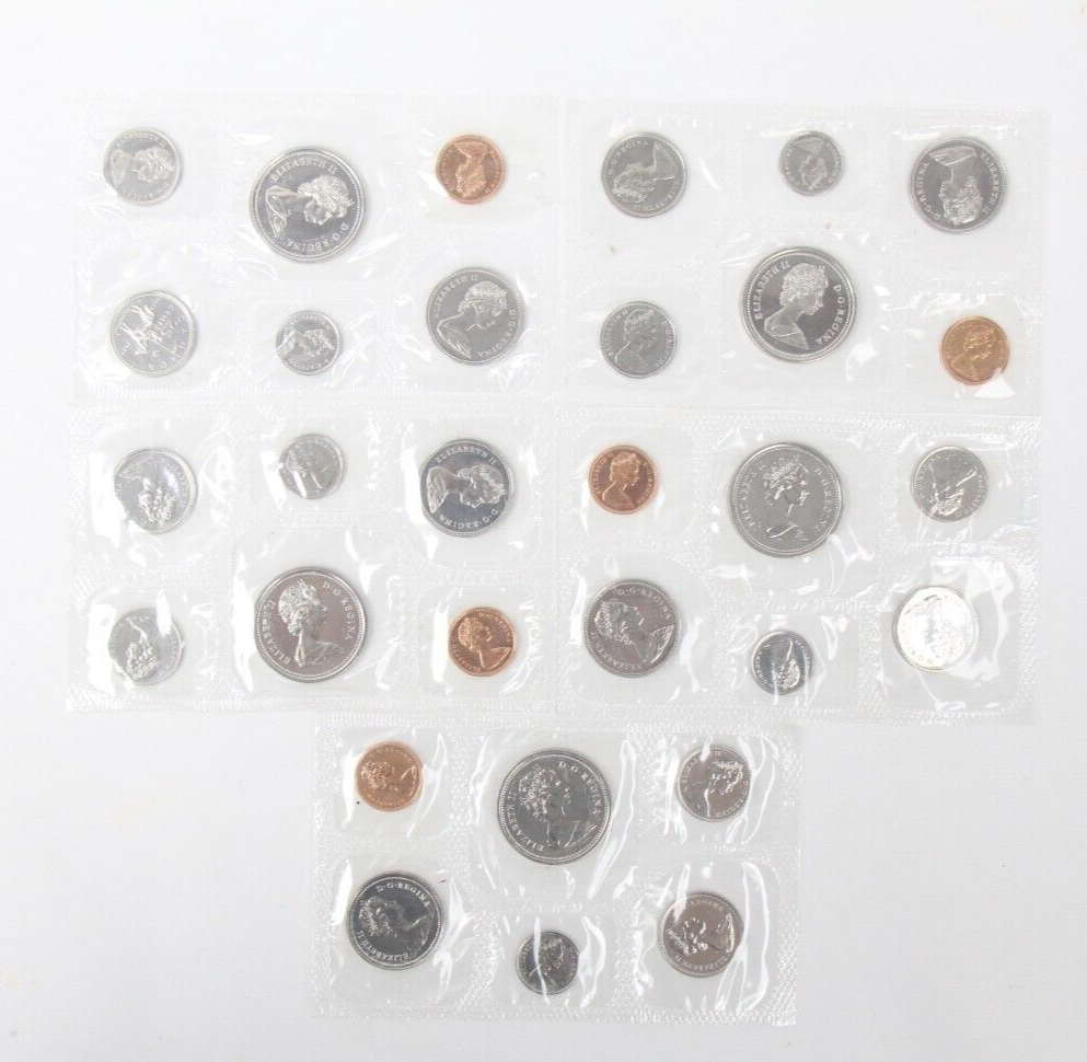 1973-1977 Canada Mint Sets Proof Like Sealed in Cellophane No Envelopes