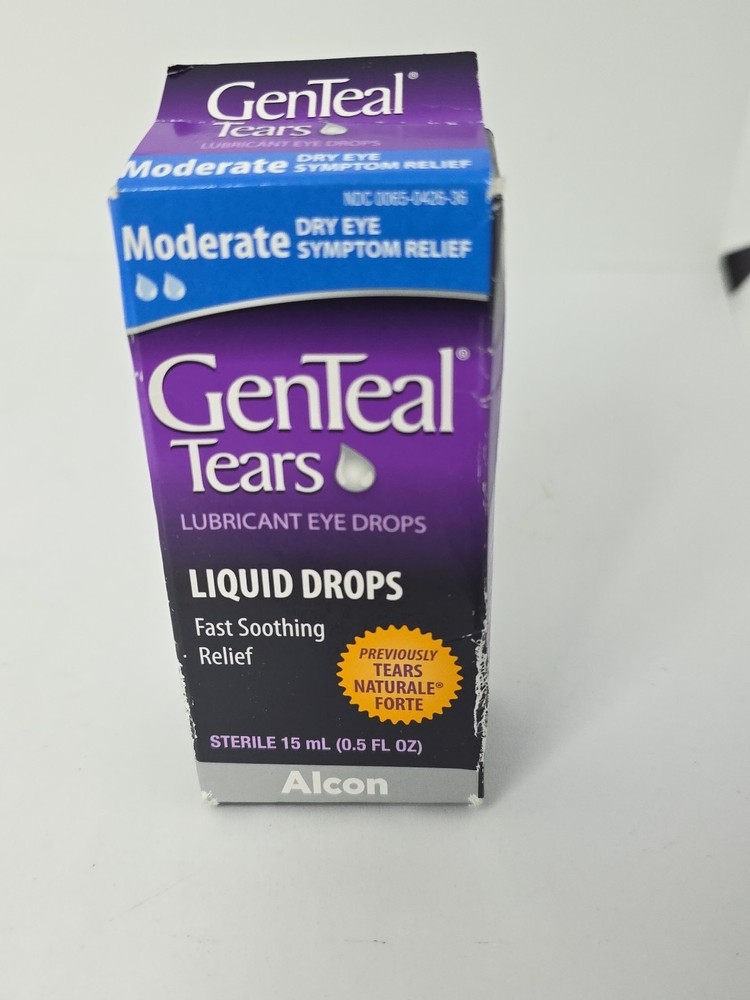 GenTeal Tears Moderate Dry Eye  Symptom Relief Liquid Drops 15mL Exp.8/27. C