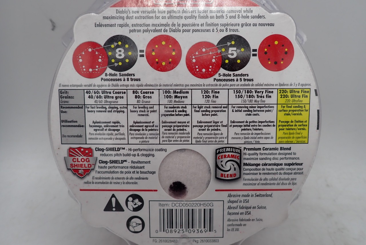 Diablo DCD050220H50G 5" Sanding Discs, 220 Grit - Pack of 50