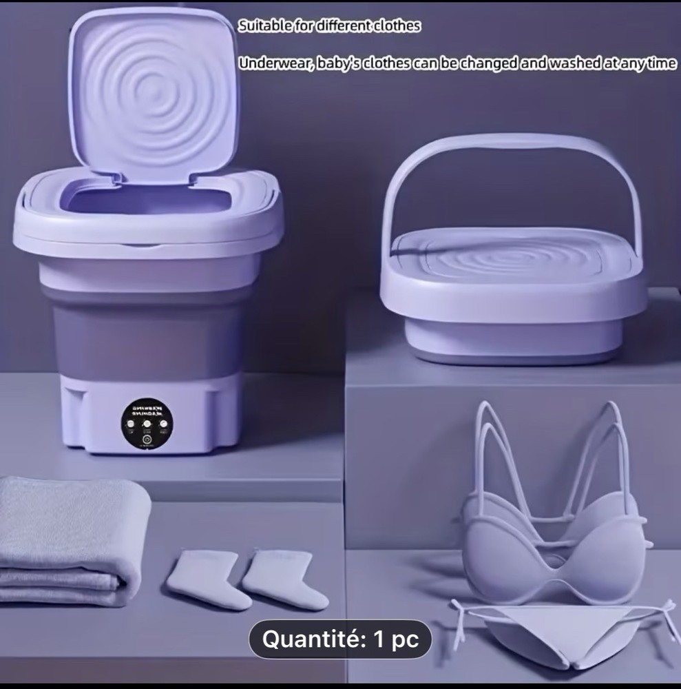 Folding Mini Washing Machine Purple Portable Compact for Socks Underwear