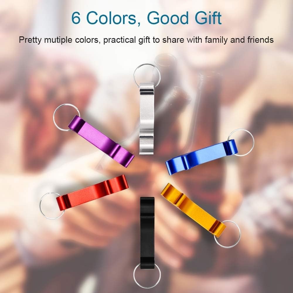 Durable & Stylish 6PCS Aluminum Bottle Openers - Easy Carry Keychain Set