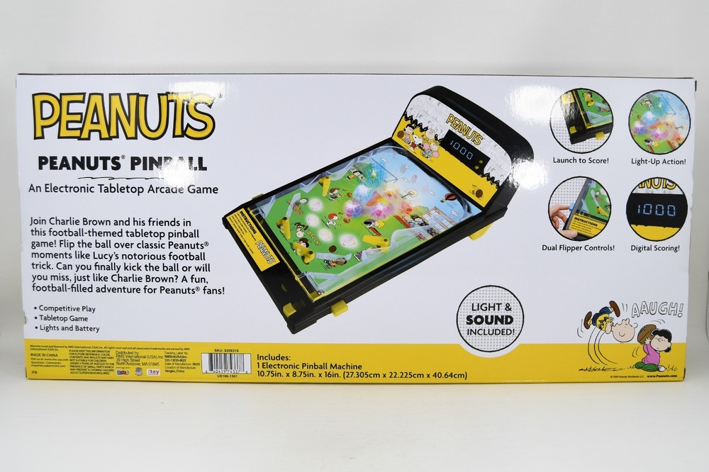 Peanuts Snoopy Electronic Tabletop Arcade Game Pinball Machine Lights Sound NIB