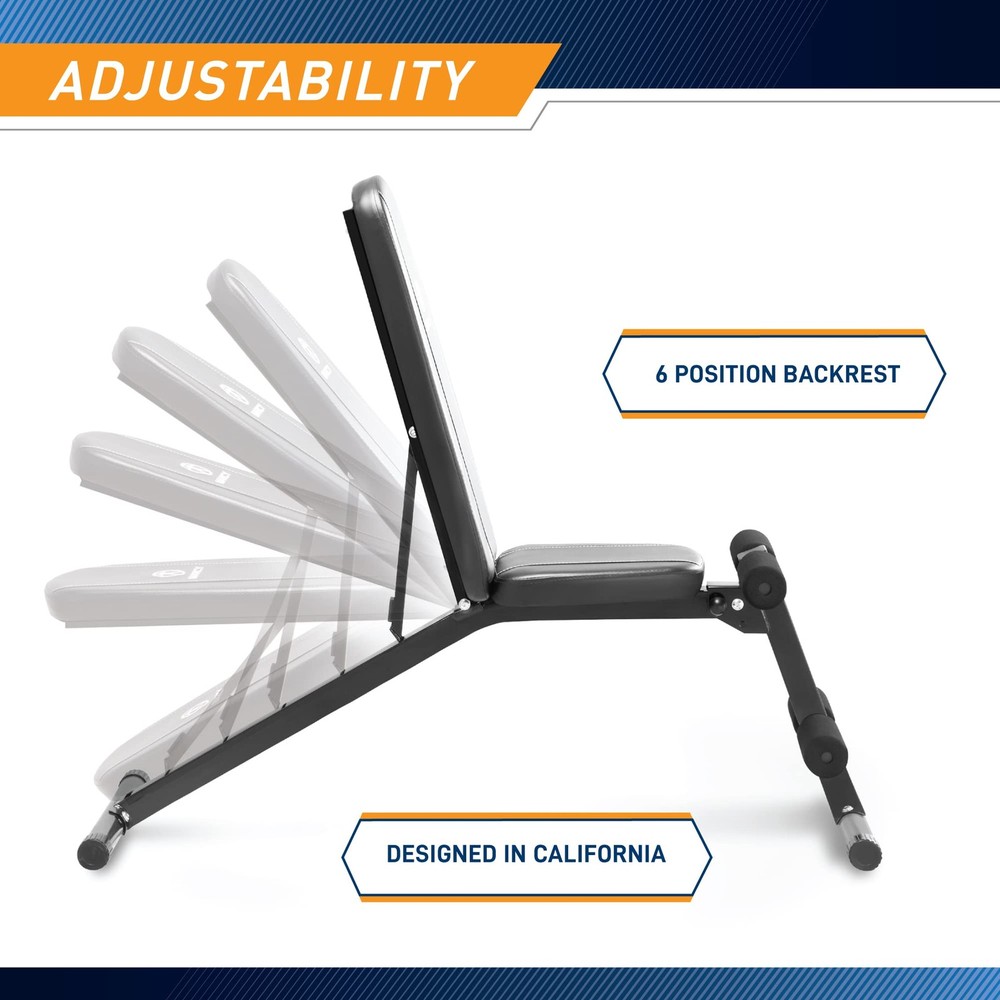 Marcy Multi-Position Workout Utility Bench for Home Gym One Size, Black