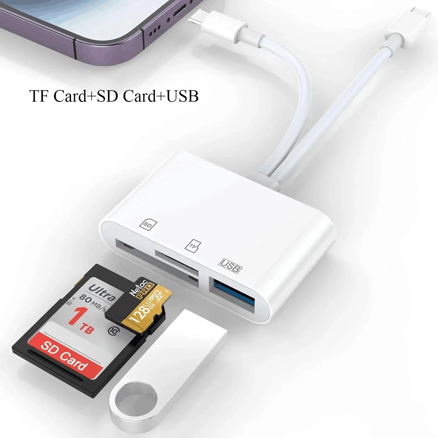 TF/SD Card Adapter Camera Reader Android Type-c For iPhone16 Pro Max Plus LOT