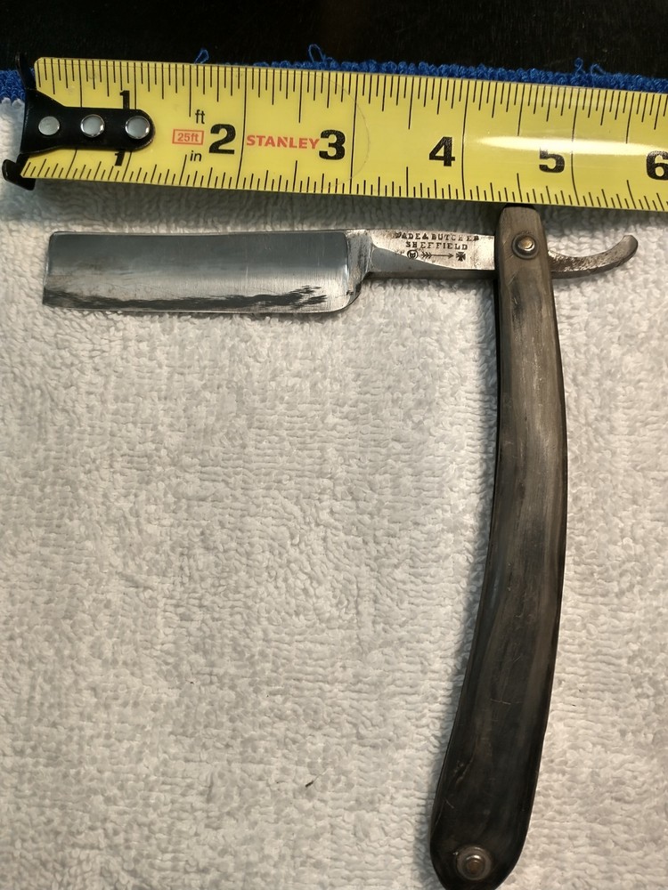 Antique WADE & BUTCHER Sheffield Straight Razor Foldable Black Handle