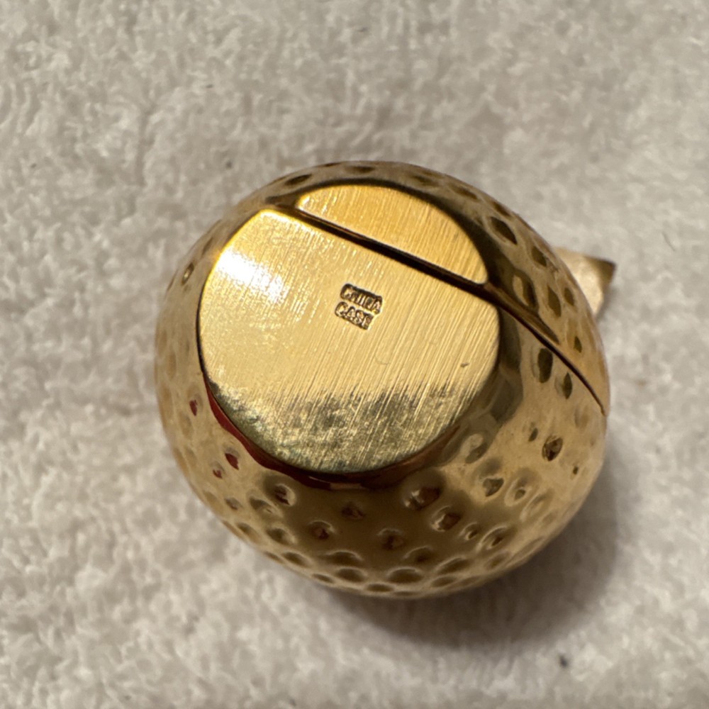 Timex Mini Desk Clock Strawberry Shape Gold Metal Quartz Analog