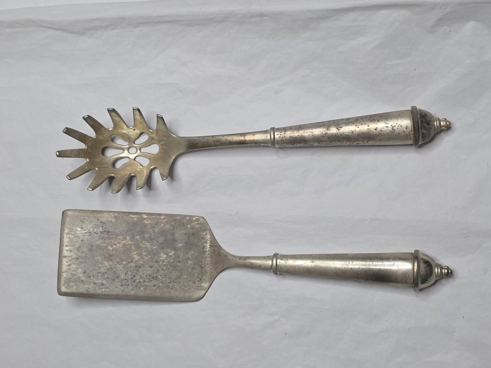 Vintage Towle Silver Plated Pasta Serving Service Set Wood Case Antique