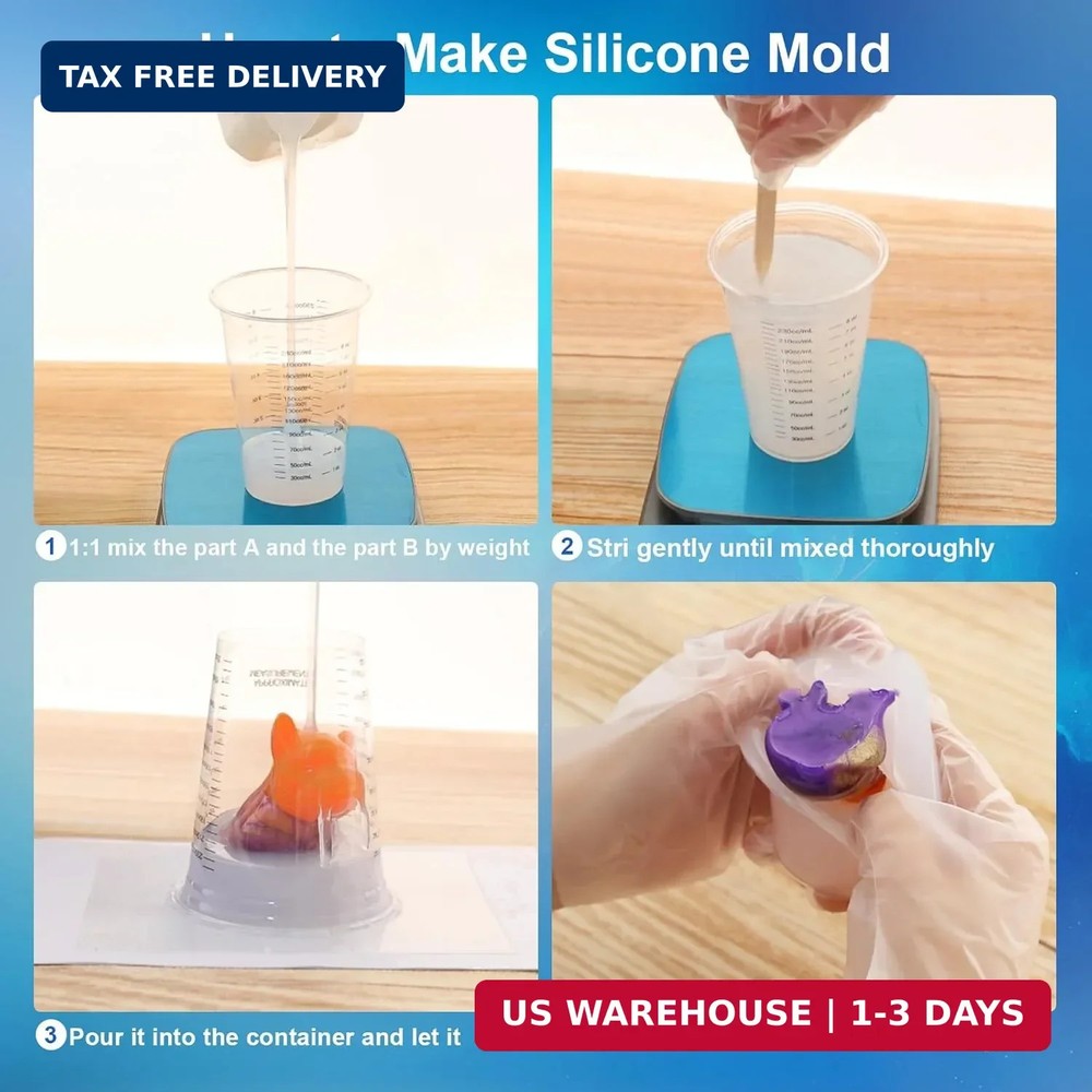 Silicone Mold Making Kit,64Oz Super Elastic Liquid Silicone for Mold Maker, Fast
