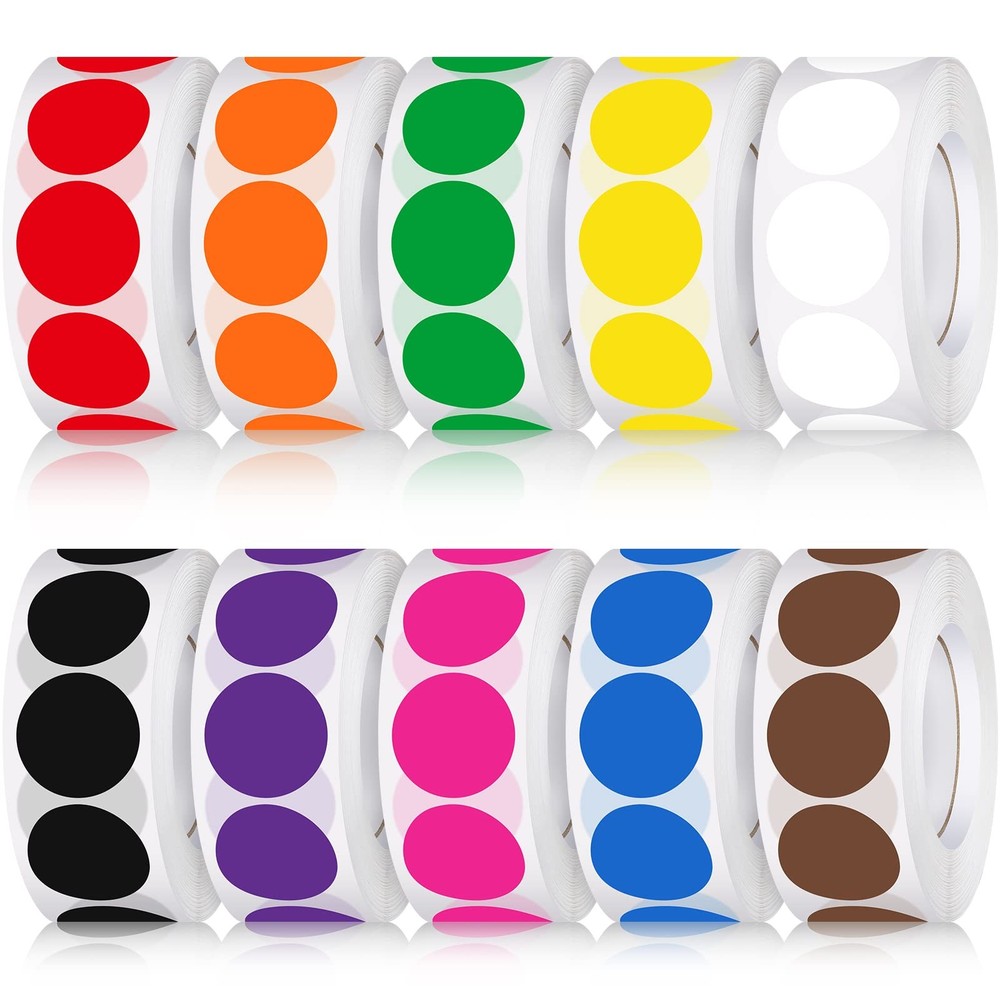 Epakh 10000 Pcs 1 Inch Round Color Coding Labels Stickers 1 inch, Assorted