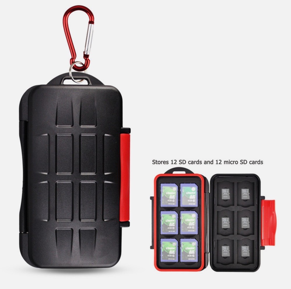 Water-Resistant Case For 12 SD Card 12 Micro SD Memory Card Case Holder Storage