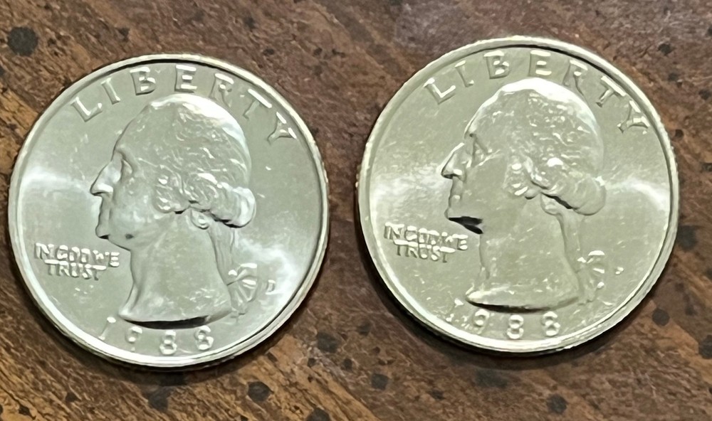 1988 PD BU Washington Quarters - 2 great coins from mint sets