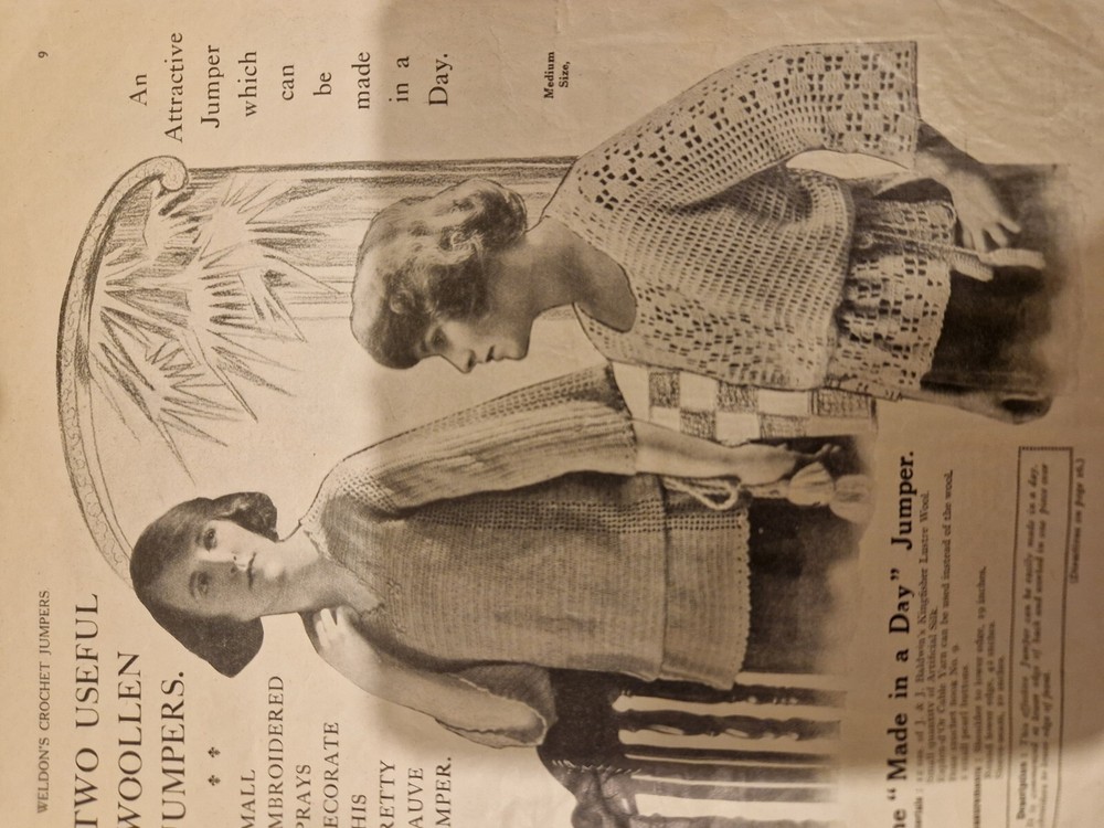 1920s Vintage Weldons Crochet Pattern Book 10 Designs 20 pages COPY