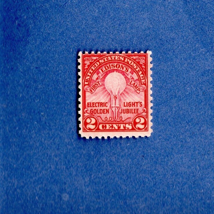 UNITED STATES 655 MINT 1929 2C EDISON'S FIRST LAMP