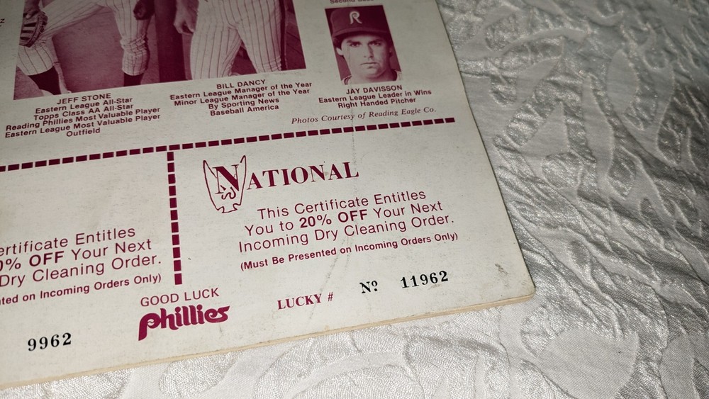 1984 Reading Phillies Minor League Baseball Program Scorebook