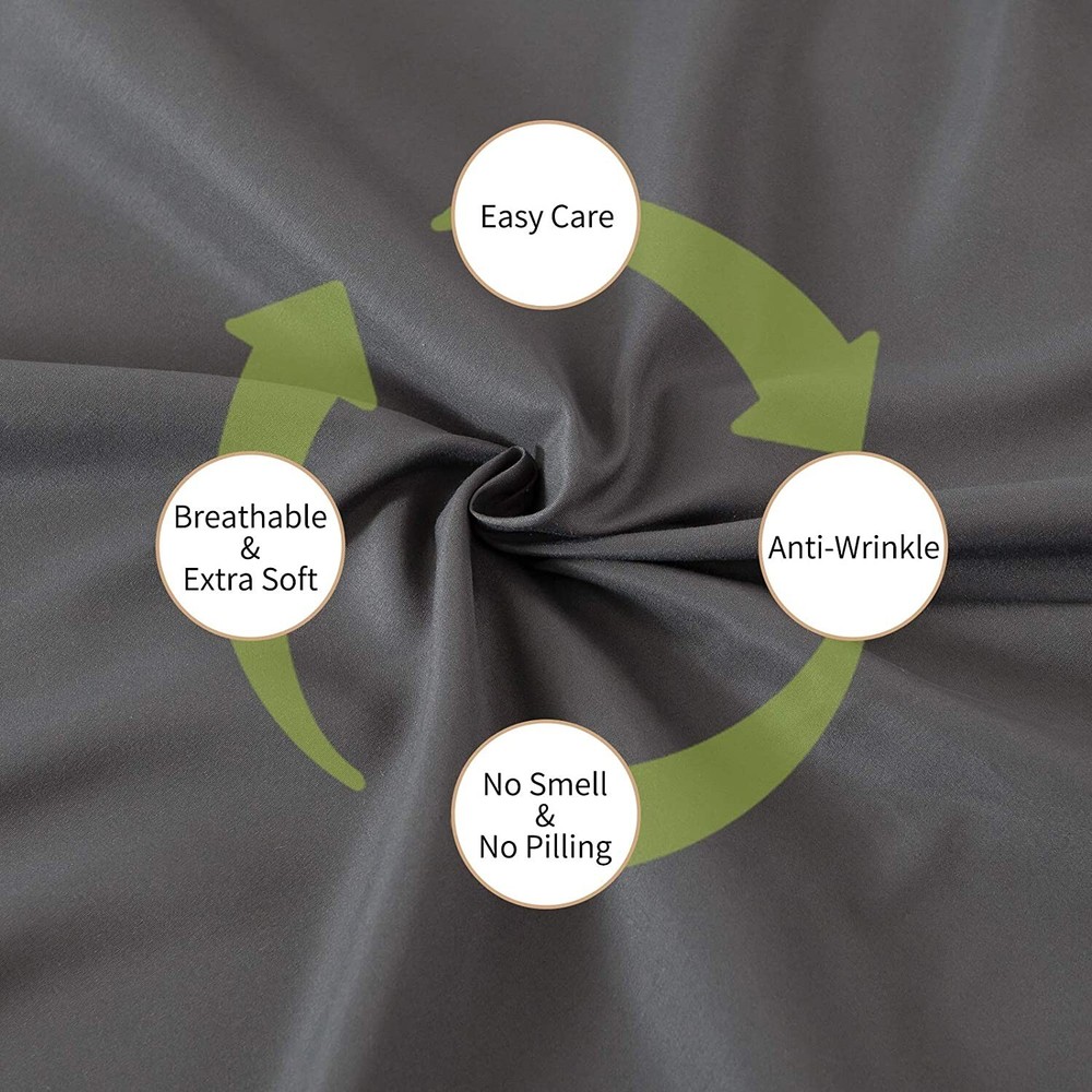 Luxury Queen Bed Sheets Set Grey Ultra Soft 4 Pieces Bedding Microfiber